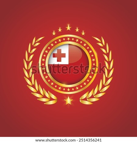 Golden Stamp With Flag. Tonga Flag Stamp. Made in Stamp Isolated in White Background. Royal, Allegiance, Symbol, Vector, Icon, Illustration.