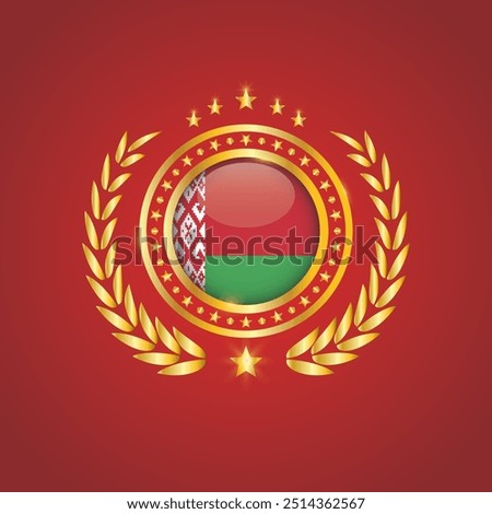 Golden Stamp With Flag. Belarus Flag Stamp. Made in Stamp Isolated in White Background. Royal, Allegiance, Symbol, Vector, Icon, Illustration.