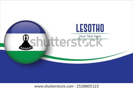 Flag of Lesotho Circle isolated on White background with Text. Banner, Poster, vector, template, Mockup, Background, Social Media, Post, 3D.