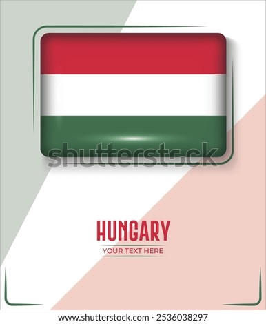 Flag of Hungary Kurdistan isolated on White background with Text. Banner, Poster, vector, template, Mockup, Background, Social Media, Post, 3D.