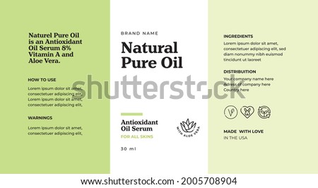 Cosmetic Label Template, Nature Cosmetic, Label Design, Green Label template design, aloe vera cosmetic, packaging design, natural oil, vegan cosmetic, product label, packaging,