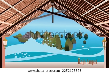 Vector panorama of the Raja Ampat archipelago 