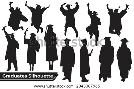 Collection of Graduates Celebrating silhouettes in different poses