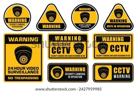 CCTV Camera or Security Camera Warning Sign Vector