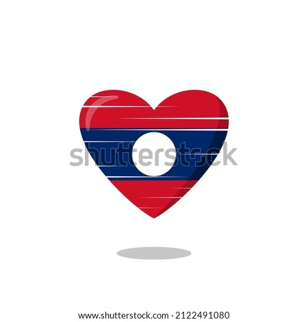 Laos flag shaped love illustration. Floating flag love icon. Nationality concept.