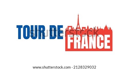Tour de france title text on white background. Typography, font and city. Tour de france concept.