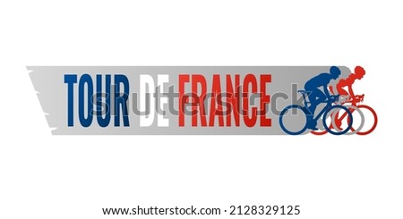 Tour de france title text. Typography, flag and bicycle. Tour de france concept.
