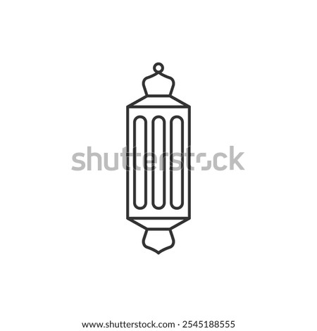 Outline lantern vector isolated. Outline muslim lantern icon on white background. Icon for web design, apps, sticker, banner, poster, printing usage and part of logo.