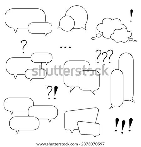 Set of double speech bubble, question and exclamation marks on the transparent background. Talk bubble box. Speak balloon. Communication, dialog, feedback vector symbols. Vector illustration.