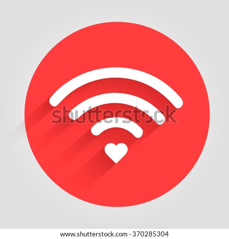 Heart wifi. Vector heart connect icon in flat style. Heart signal. White wifi icon in flat style isolated on white background. Love connection. Wifi hotspot signal. Love signal. Wifi signal. Wifi sign