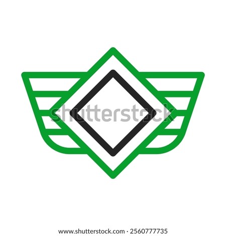 Abstract geometric logo with wings. Concept of freedom, innovation, and progress.