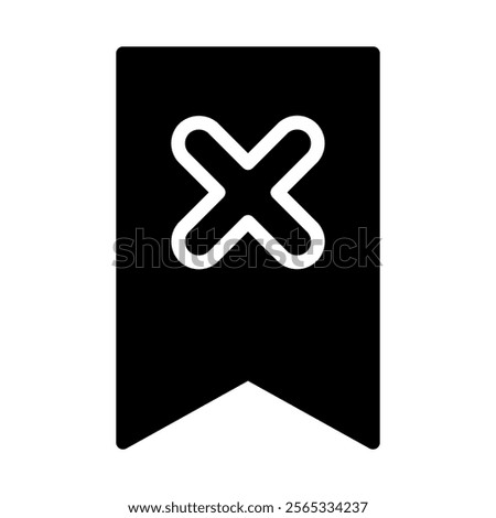 Bookmark icon with cross symbol. Concept of error, removal, and deletion.