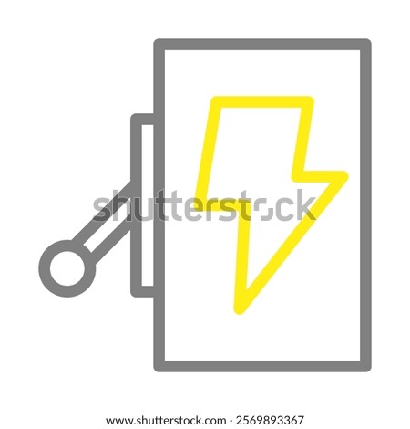 Electric power switch with lightning bolt symbol. Concept of energy, electricity, and power.