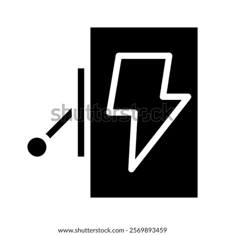 Electric switch with lightning bolt symbol. Concept of power, energy, and electricity.