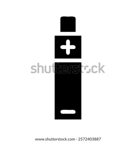 Battery icon, positive and negative charge. Concept of energy, power, and electricity.