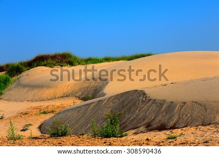 Hong Beach on Sam Pan Bok, Ubonratchathani (Thailand). Sand from Maekong River. Hong Beach is desert of Thailand.