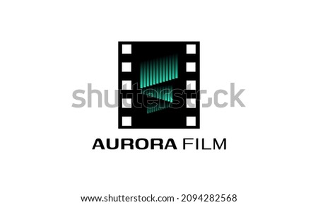 film strip and aurora Logo Vector illustration design template.design for film production,movie maker