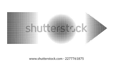 gradient halftone dots set background. Pop art template, texture. Vector illustration