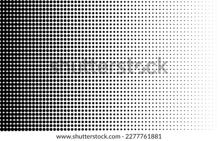 Horizontal gradient halftone dots background. Pop art template, texture. Vector illustration