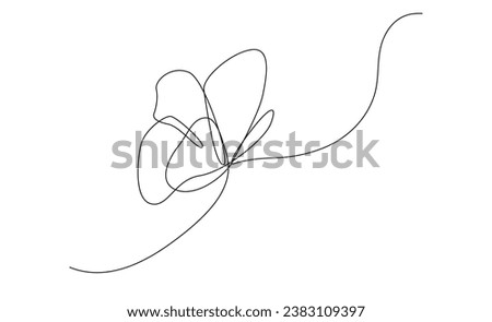 Continuous one line drawing of butterfly. Elegant simple linear logo. Linear vector illustration