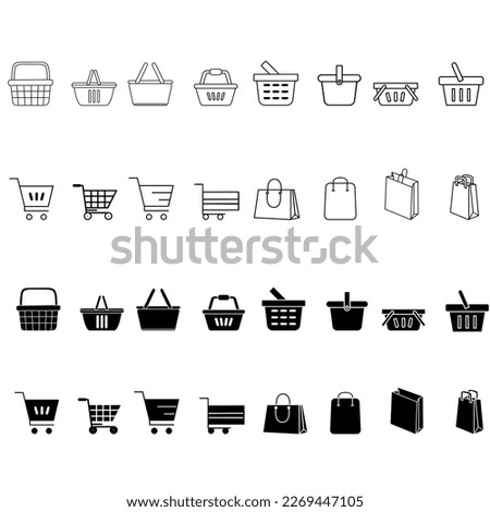 Basket icon vector set. Shop cart illustration sign collection. Shop pacage symbol. Shoping logo