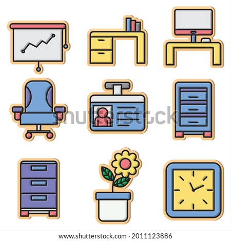 Simple Set of work Room Types Related Vector Icons.Contains Icons like workboard, chair, desk and more. Editable strokes. 4000x4000 Pixel Perfect.