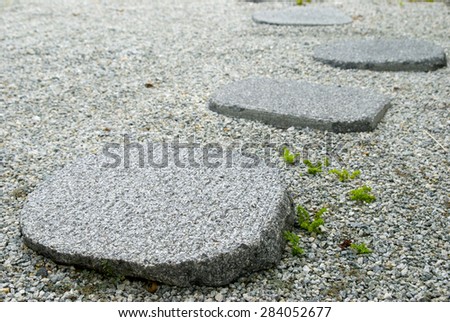 Zen stone path in a Japanese Garden.