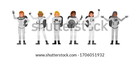 Set of Astronaut people working character vector design. Presentation in various action with emotions.