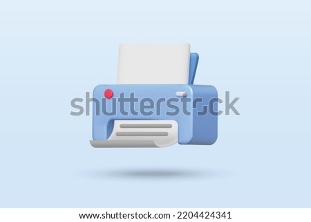 Printer icon on blue background. 3d vector illustration design.