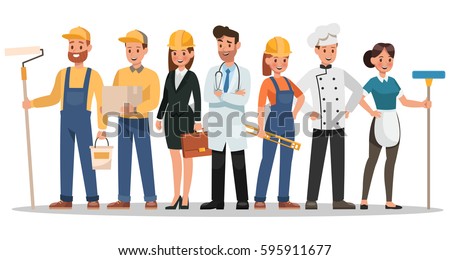 career characters design. Include painter, engineer, doctor and more.
