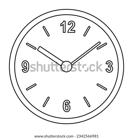 Wall clock, interior design element for living room or cabinet, vector outline for coloring book
