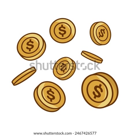 Gold Coins Rain Down from the Sky. Rich Currency Concept with Gold Money Coins Exploding in the Air on Clear Transparent Background