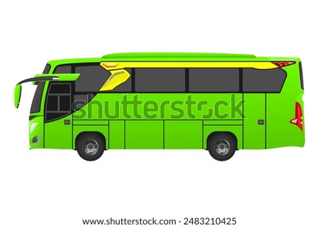 Livery green bus mockup vector illustration isolated on white background, copy space area for placed design. side view of the bus. bus vector eps.