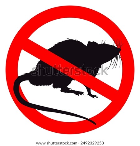 No mouse sign. Pest danger warning sign. Anti pest symbol. Stop mouse icon. Rat, mouse silhouette in pest control sign