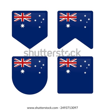 Australia flag with various shapes vector eps for design element, decoration, banner, emblem, promotion, event, holiday, social media post, icon, poster design, etc. scalable eps file format.