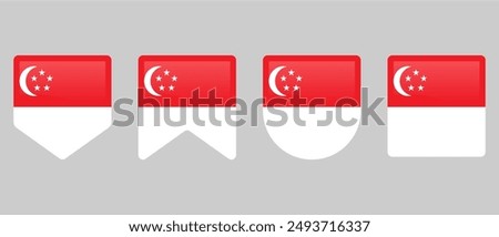 Singapore flag with various shapes vector eps for design element, decoration, banner, emblem, promotion, event, holiday, social media post, icon, poster design, etc. scalable eps file format.