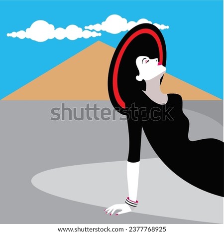 vector of a woman lying down in the desert, good for use as a design reference