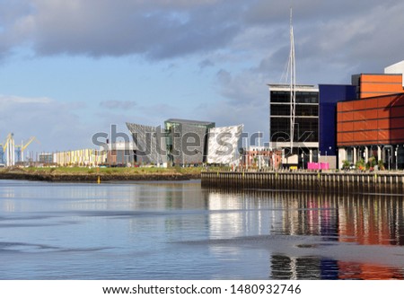 View of Titanic Belfast and River Lagan. Belfast, Northern Ireland