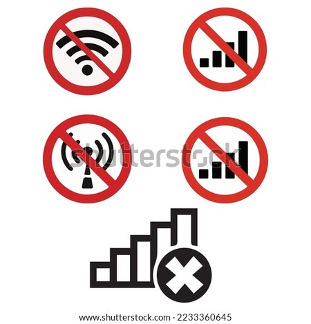 No wire internet connection. Wifi disconnected icon. No signal. Simple wi-fi world symbol, no wireless internet connection stock image.Error, wrong, incorrect, lost, disconnect, bad antenna,