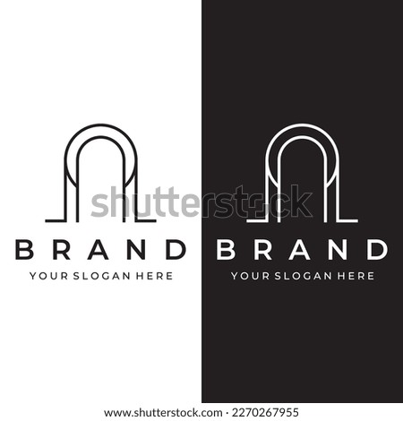 Abstract element of arch line vector logo, for the construction of doors, windows, buildings and architecture.