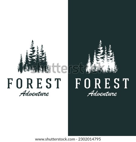Pine tree,evergreen and mountain vintage logo.Logo for adventurer, camping, nature, badge and business.