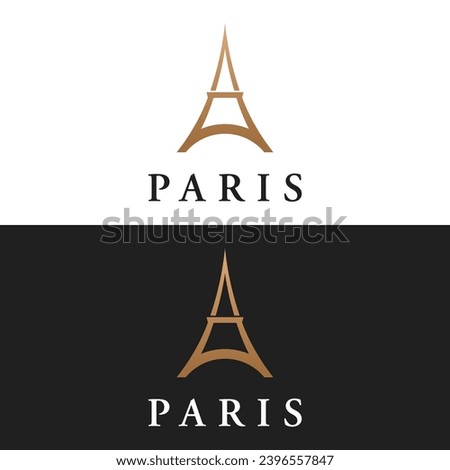French eiffel tower building and high tower Logo design.With editable vector illustration.
