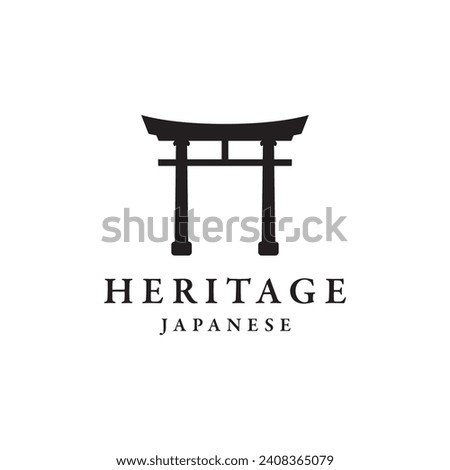 Japanese ancient torii gate logo design. Tori gate Japanese heritage, culture and history.