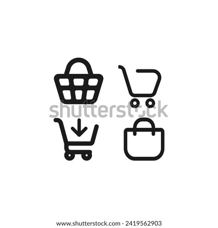  troli and shoping bag E-Commerce Icons vector design