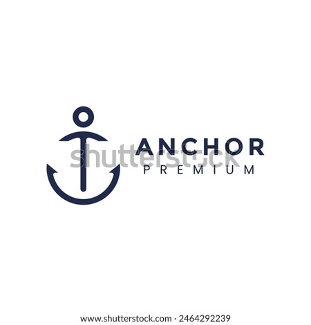 marine retro emblems logo with anchor and rope, anchor logo - vector