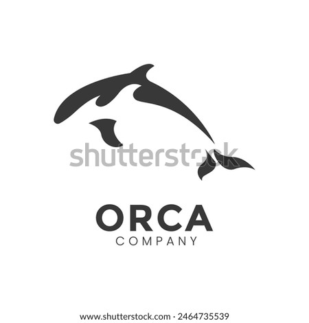 Killer Whale Logo with Bubbles. Wild Ocean Orca