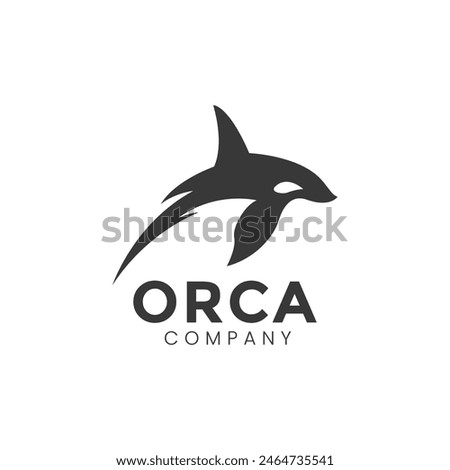 Killer Whale Logo with Bubbles. Wild Ocean Orca