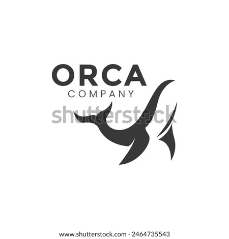 Killer Whale Logo with Bubbles. Wild Ocean Orca