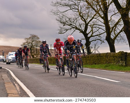 Cragg Road, Mytholmroyd, May 03 Tour De Yorkshire race leaders on May 03 2015 at Cragg Road, West Yorkshire.