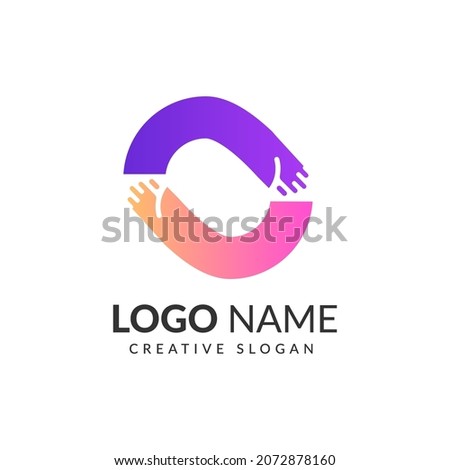 O Letter abstract icon  hands logo design vector template.Business offer,Hand Shake Incorporated in Letter O Concept ,partnership symbol.Hope,help concept.teamwork sign.Corporate business  education Foto stock © 